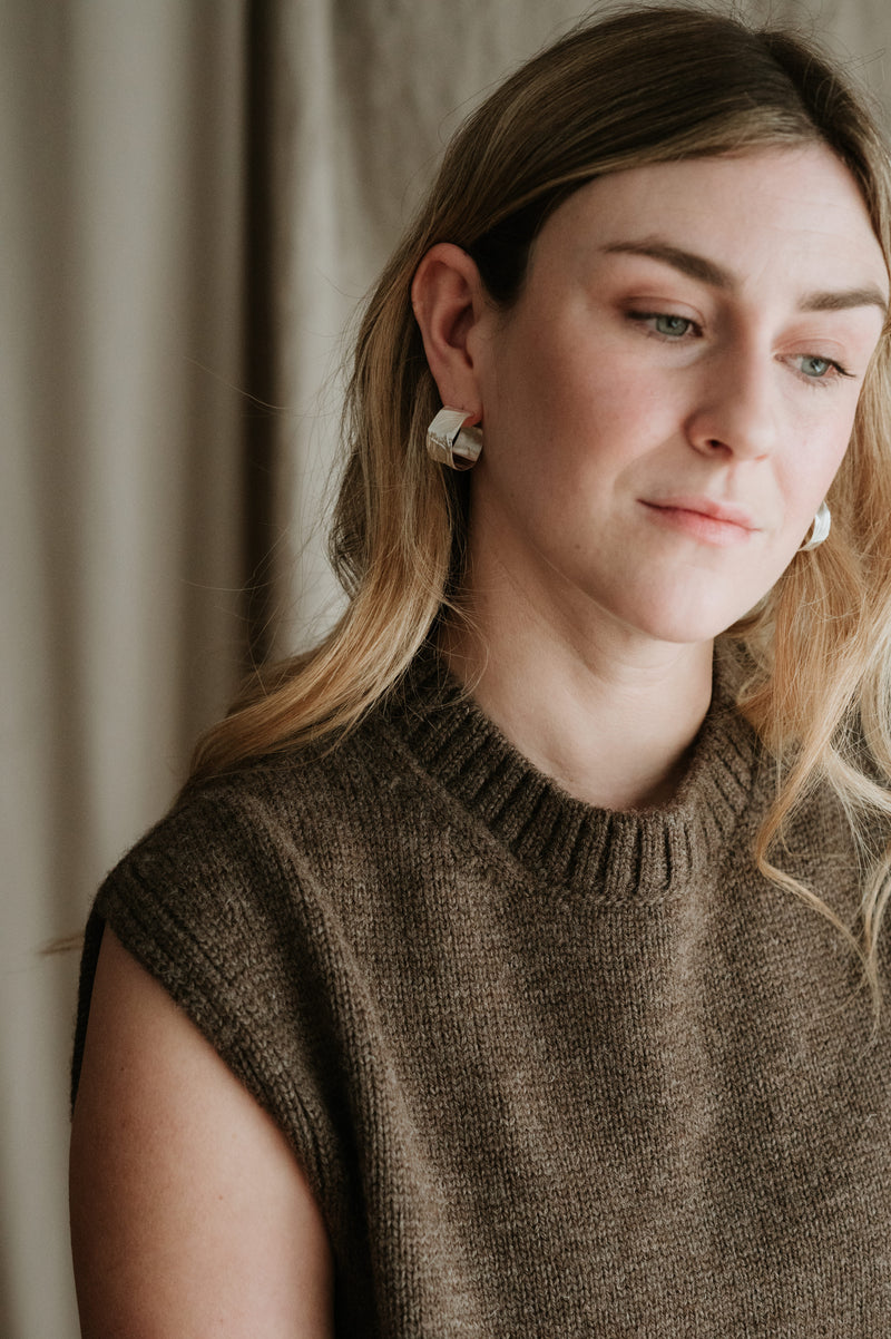 Recycled Sterling Silver Brush Stroke Hoops | Studio Adorn Jewellery UK