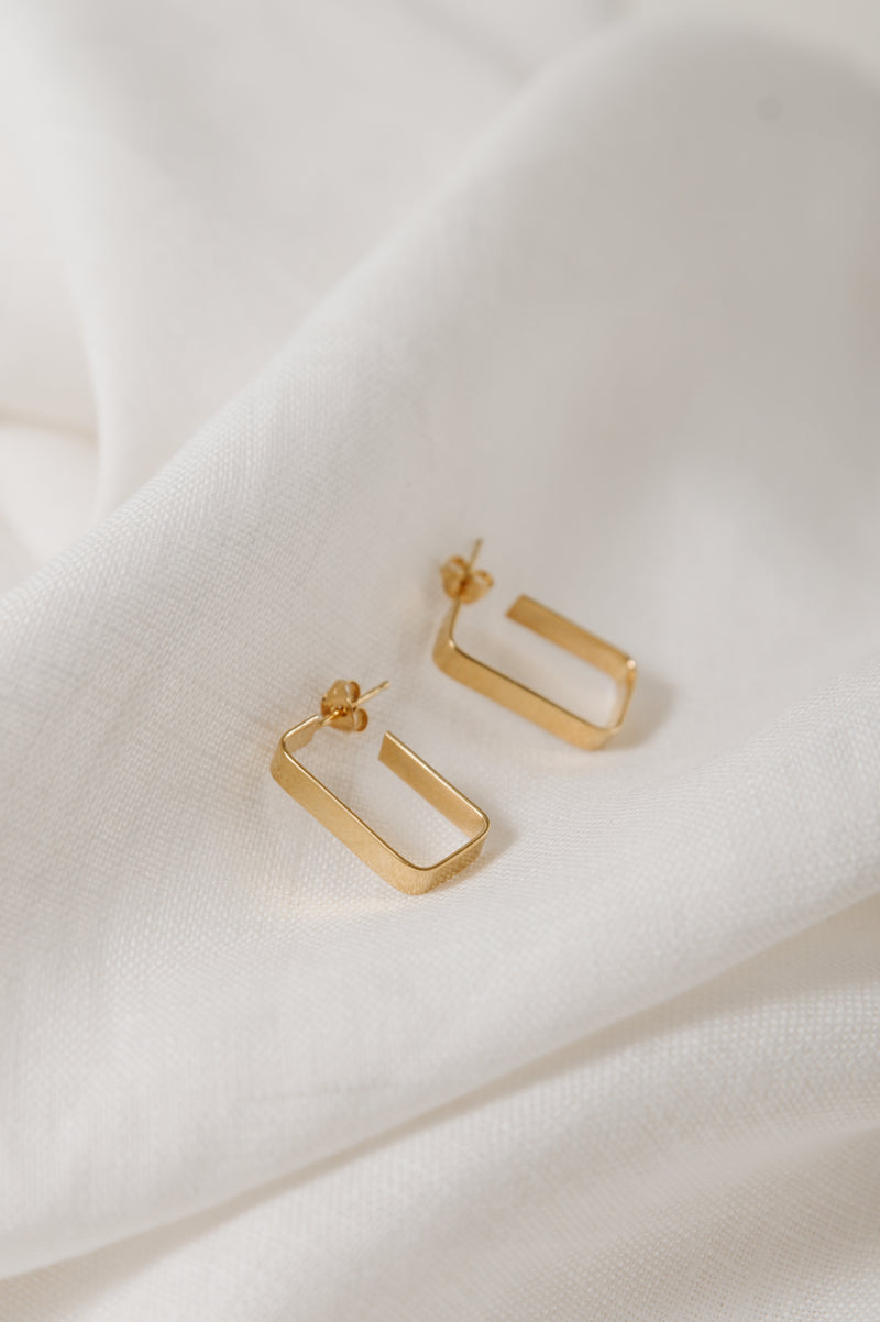 Gold Vermeil Rectangle Hoops