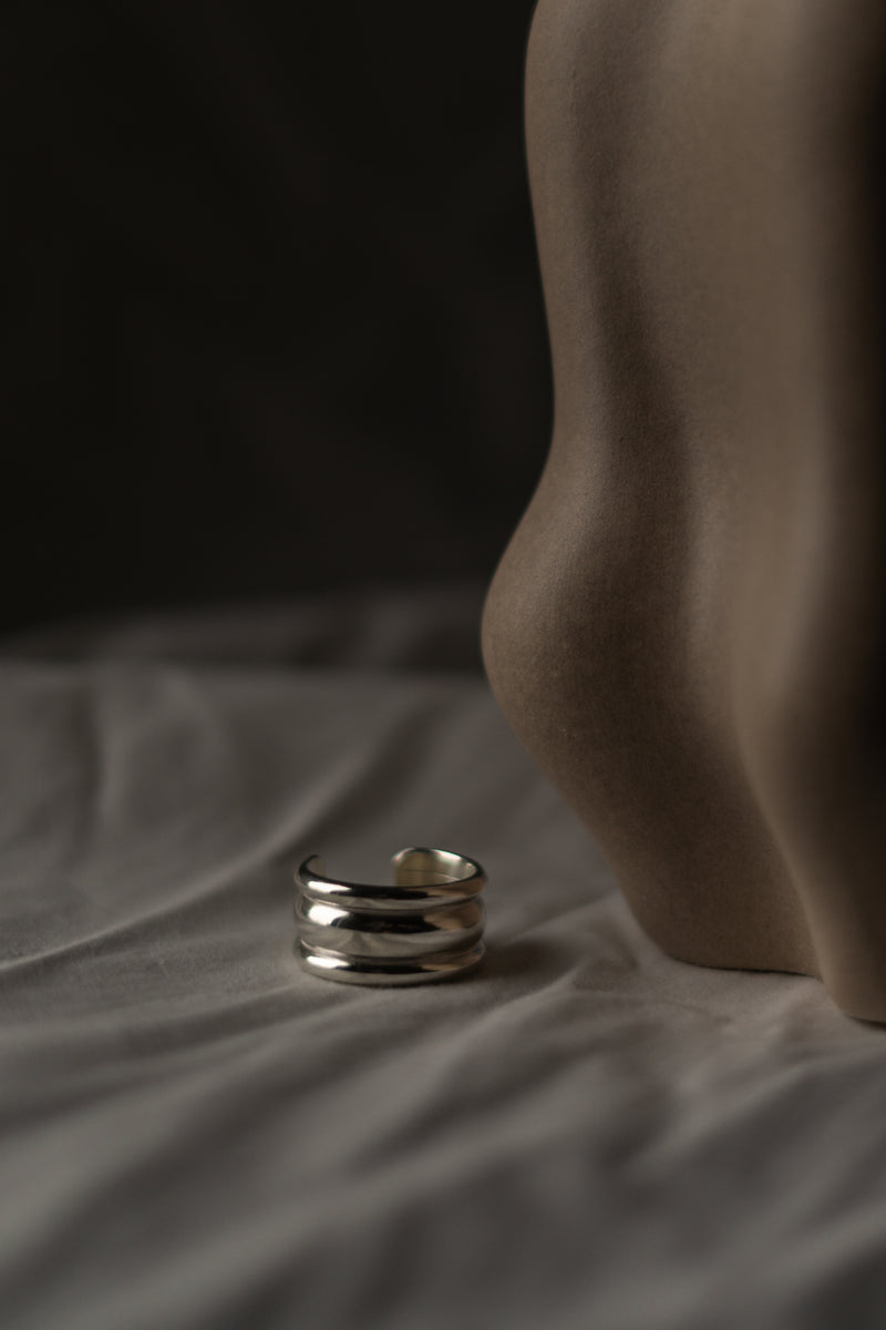 Recycled Sterling Silver Statement Ripple Ring | Studio Adorn Jewellery UK