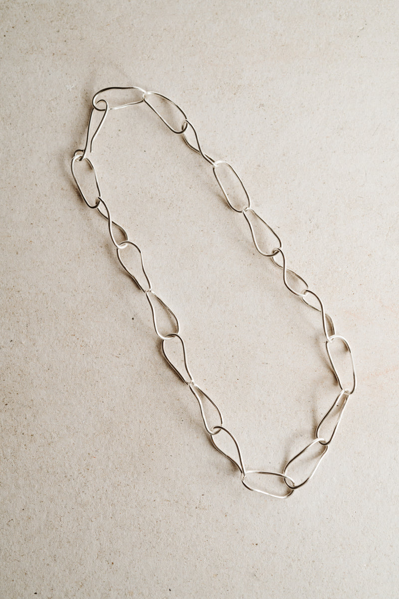 Recycled Sterling Silver Irregular Links Chain | Studio Adorn UK | Handmade eco silver chain