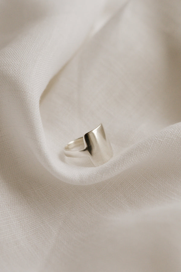 Recycled Sterling Silver Square Shield Ring | Studio Adorn Jewellery UK