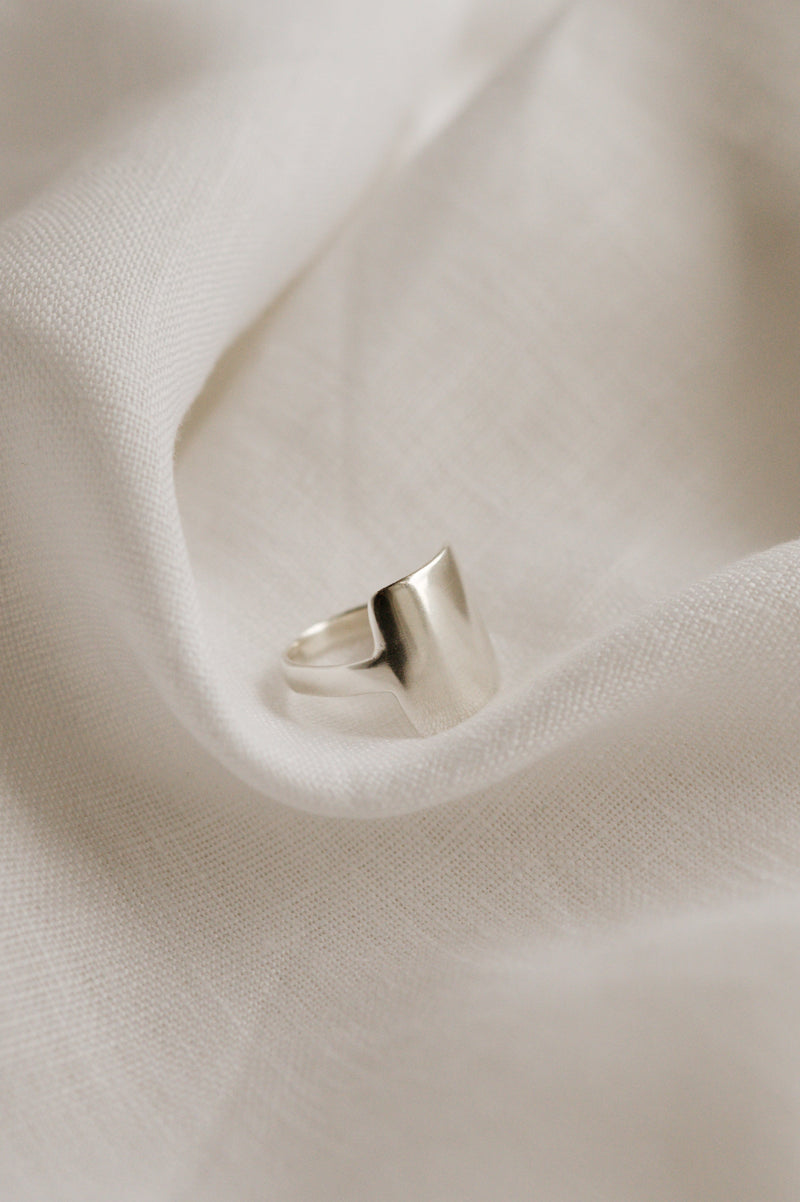 Recycled Sterling Silver Square Shield Ring | Studio Adorn Jewellery UK