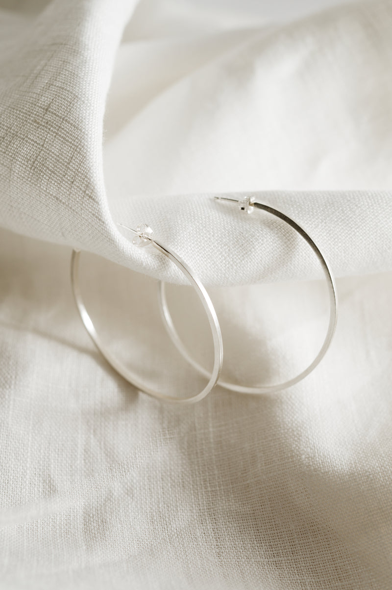 Recycled Sterling Silver Big Hoops - Square Wire | Studio Adorn Jewellery UK