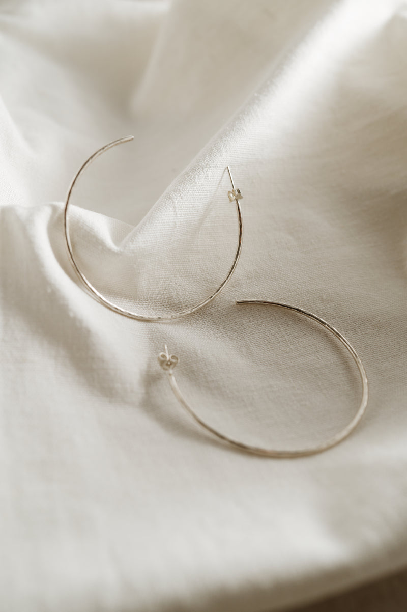 Recycled Sterling Silver Big Hoops - Round Wire | Studio Adorn Jewellery UK