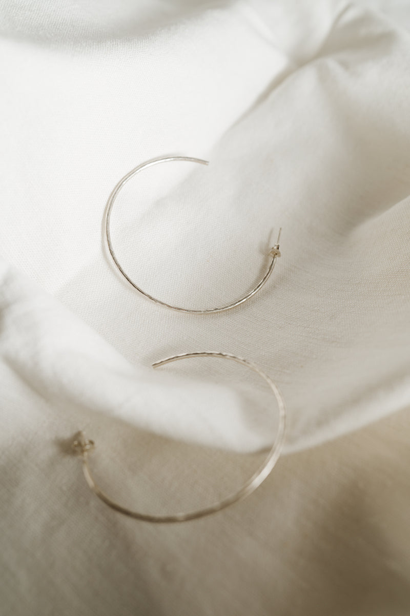 Recycled Sterling Silver Big Hoops - Round Wire | Studio Adorn Jewellery UK