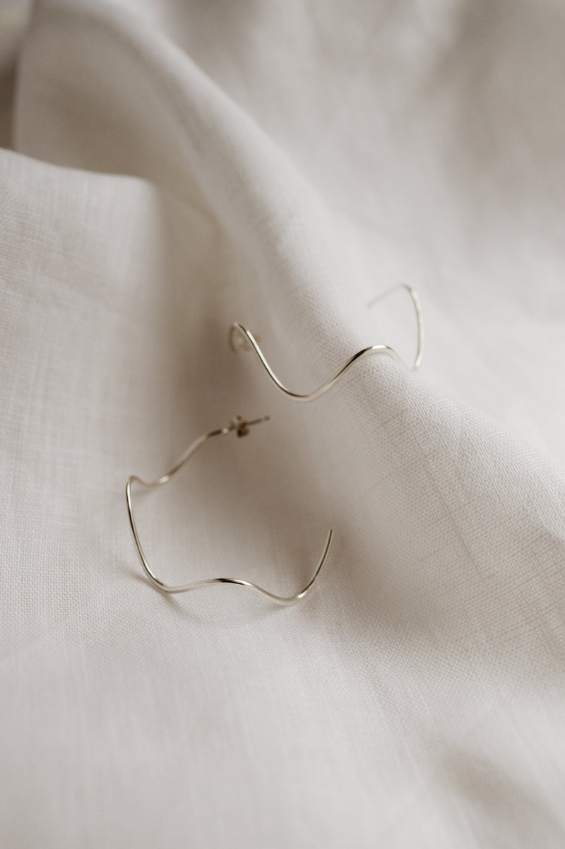 Recycled Sterling Silver Big Wiggle Hoops | Studio Adorn Jewellery UK