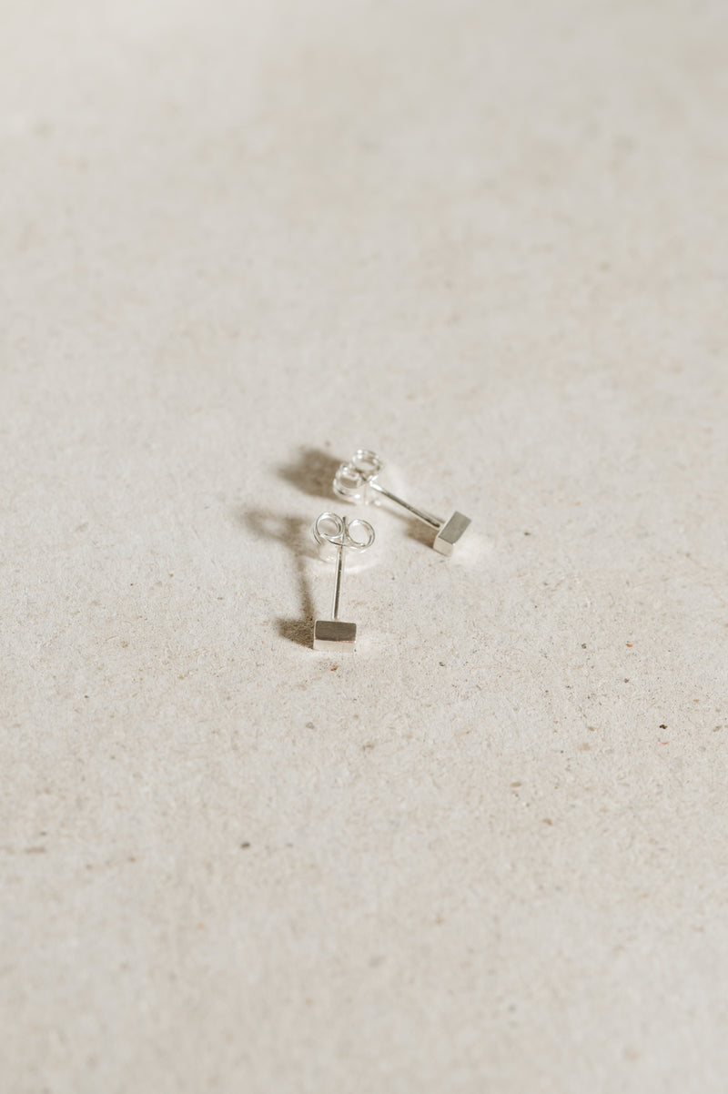 Recycled Sterling Silver Block Studs | Studio Adorn Jewellery UK