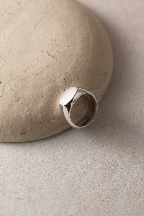 Silver Chunky Round Signet Ring