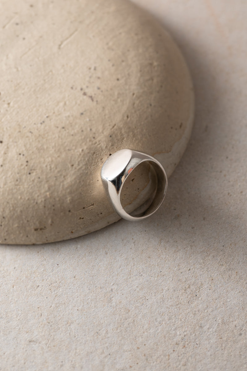 Silver Chunky Round Signet Ring