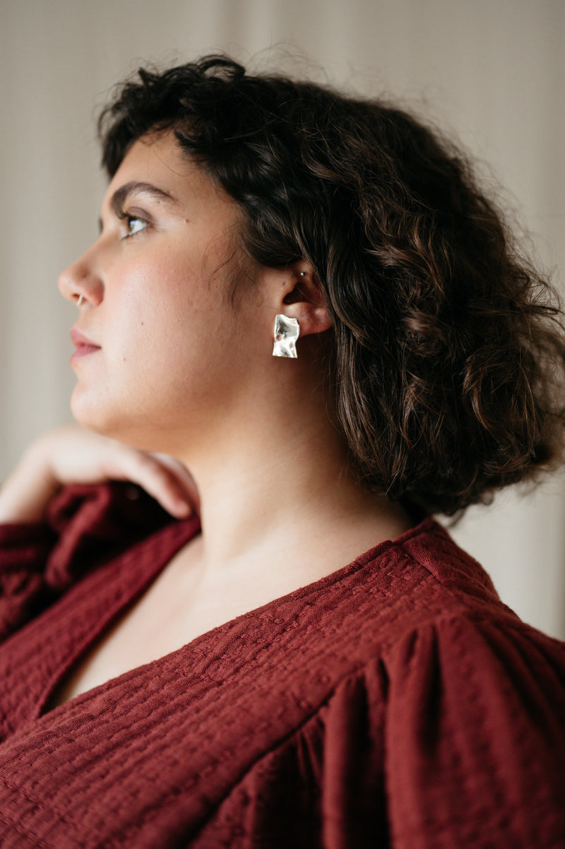 handmade eco silver earrings