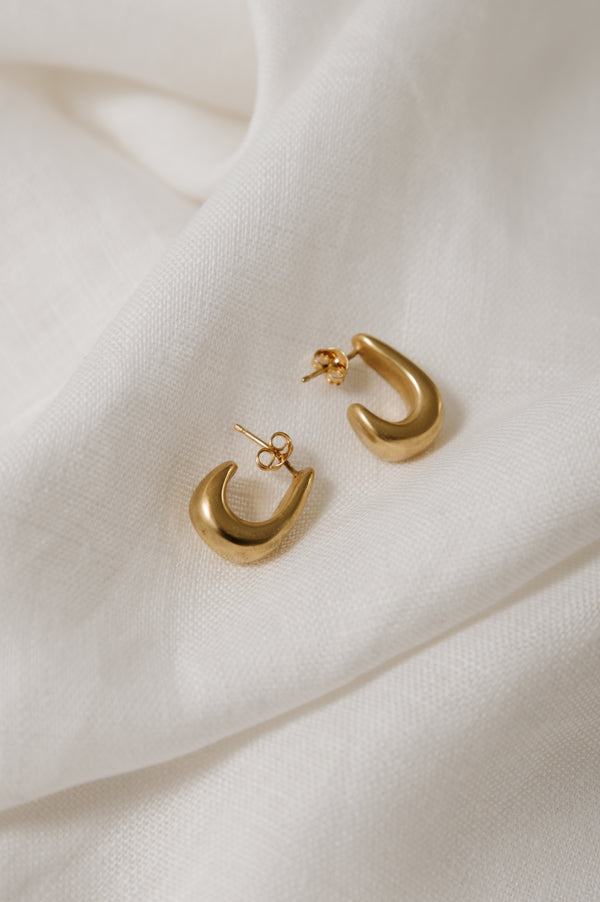 chunky gold plated earrings | gold vermeil jewellery | statement gold earrings | sustainable gold jewellery | handmade gold jewellery | UK jewellery | eco jewellery 