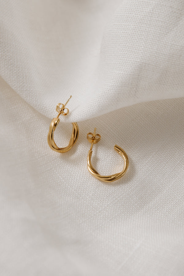 Gold plated hoops | gold vermeil jewellery | handmade gold jewellery | 18ct gold jewellery | sustainable jewellery | modern hoops | minimalist earrings | minimal jewellery 