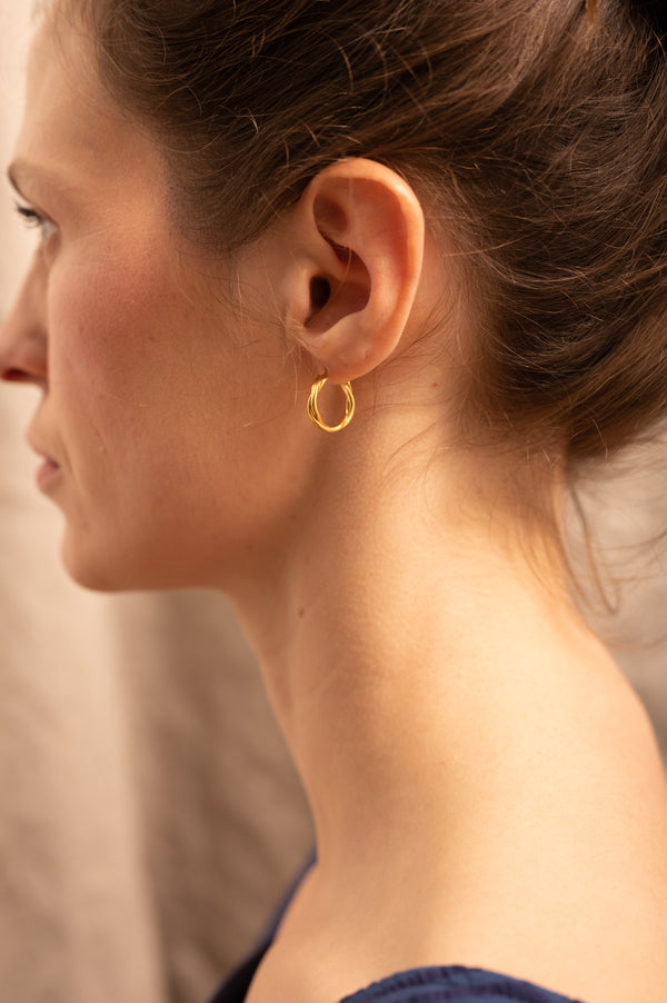 gold plated twisted hoops