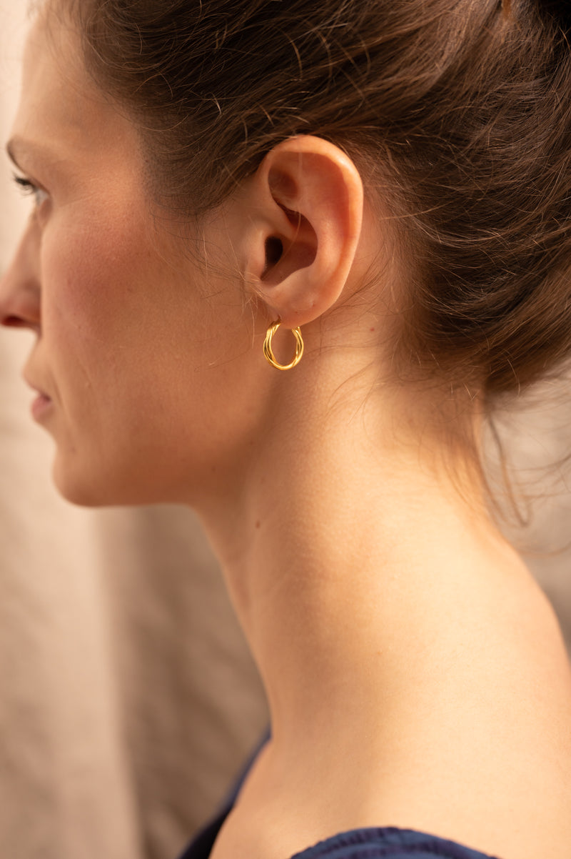 gold plated twisted hoops