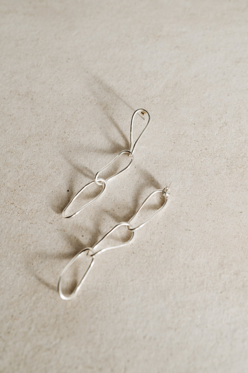 Recycled Sterling Silver Irregular Link Studs | Studio Adorn Jewellery UK