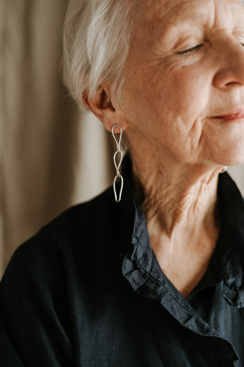 Recycled Sterling Silver Irregular Link Studs | Studio Adorn Jewellery UK