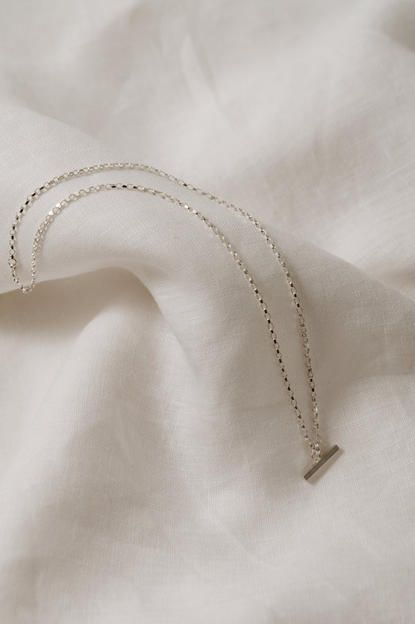 handmade sustainable jewellery | recycled sterling silver necklace | minimalist bar pendant