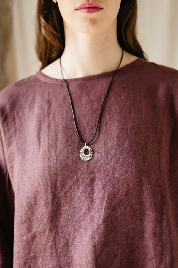 statement silver oval pendant