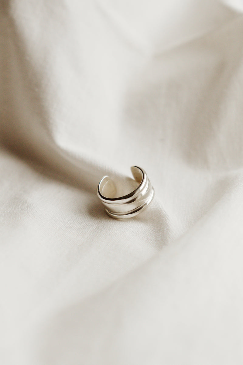 Recycled Sterling Silver Statement Ripple Ring | Studio Adorn Jewellery UK