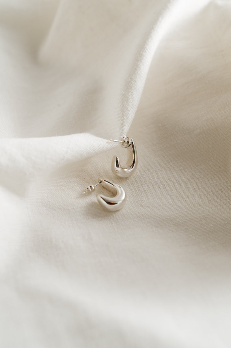 Recycled Sterling Silver Solid Curl Studs | Studio Adorn Jewellery UK