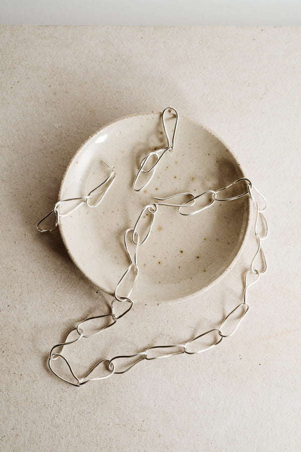 Recycled Sterling Silver Irregular Links Necklace | Studio Adorn UK | Handmade eco silver chain
