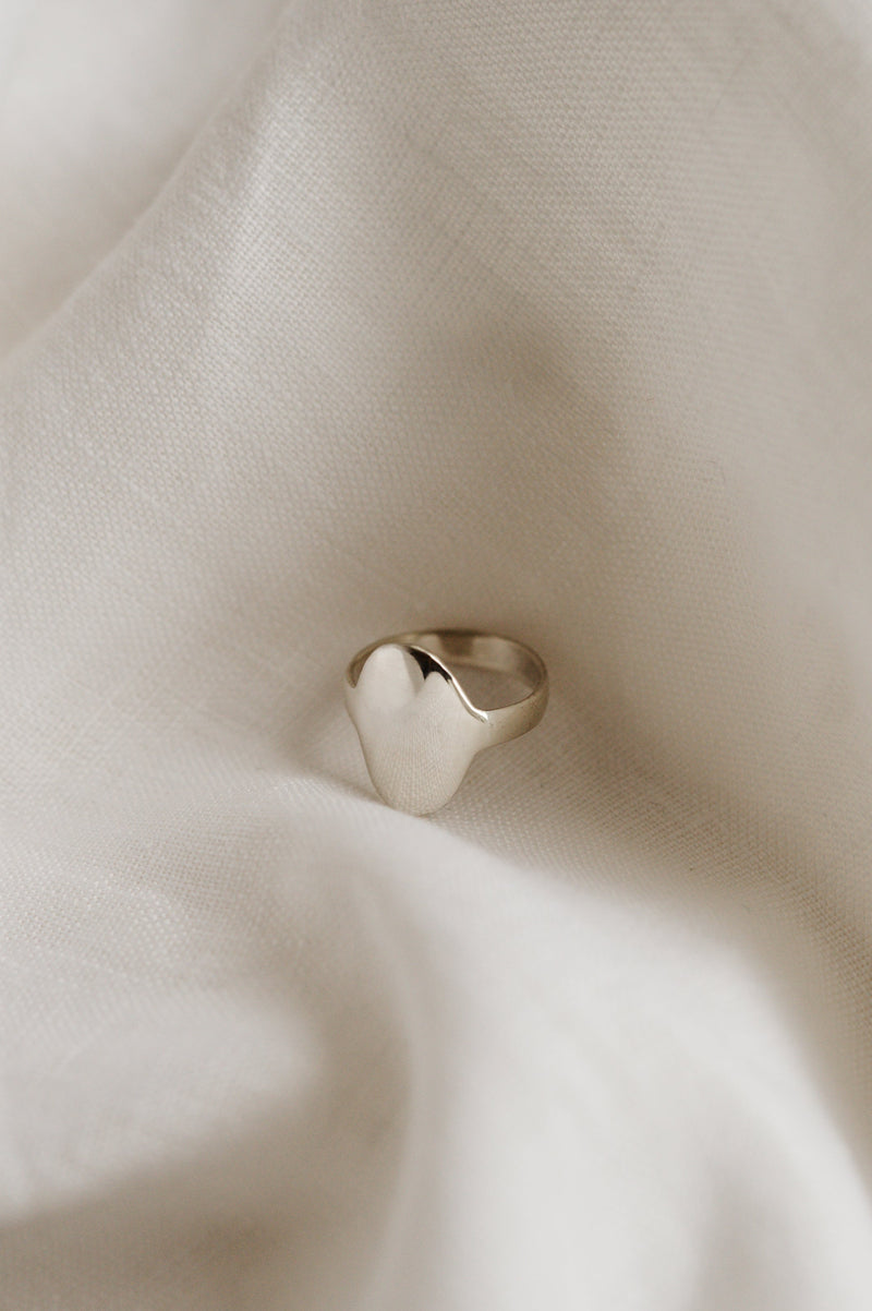 Recycled Sterling Silver Oval Shield Ring | Studio Adorn Jewellery UK