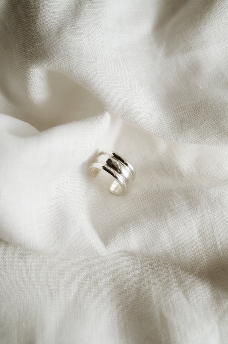 Chunky statement ring handmade from recycled Sterling Silver with 12mm wide band