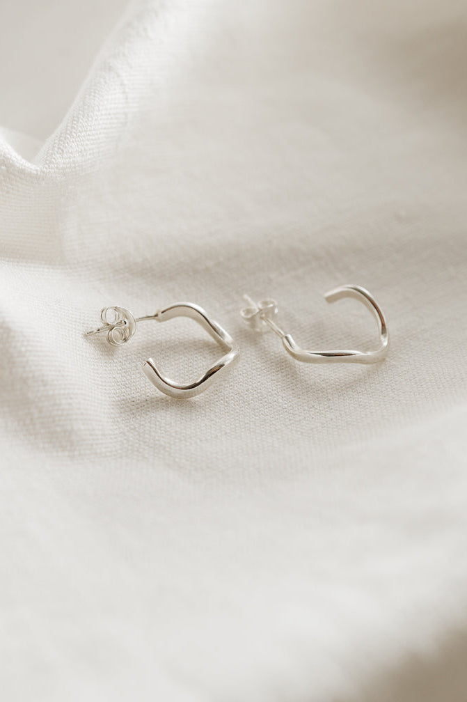 Recycled Silver Small Wiggle Hoops | Studio Adorn Jewellery UK