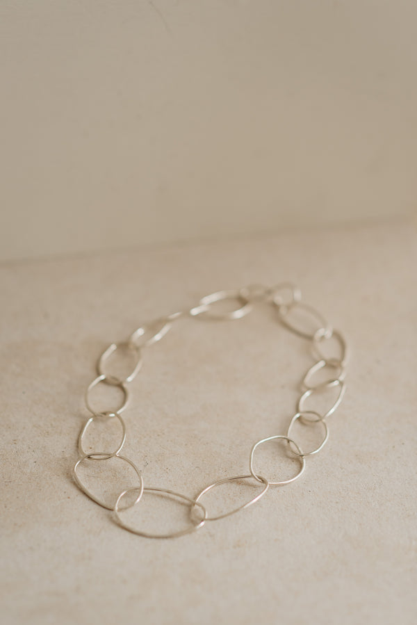 Silver chunky link necklace handmade by Studio Adorn