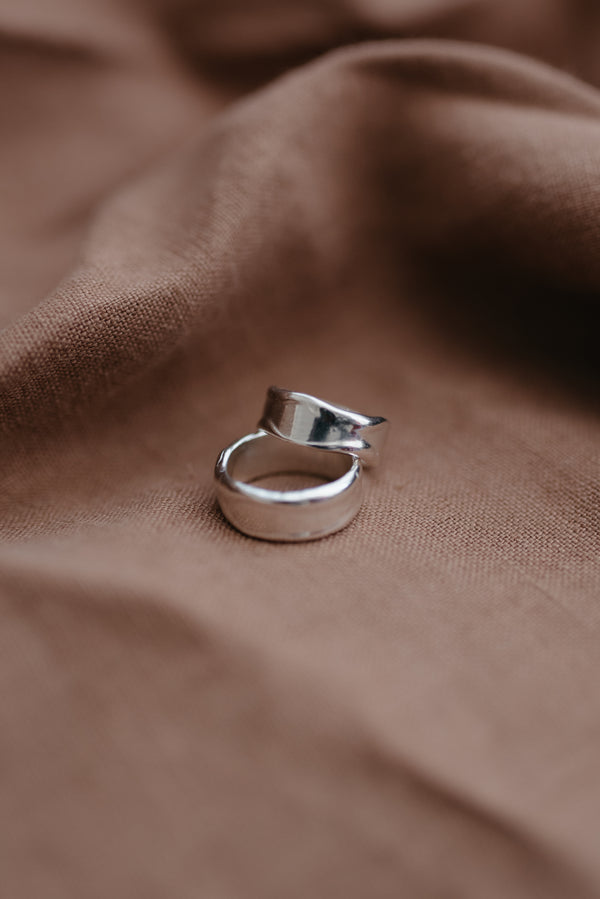 Chunky statement silver stacking ring handmade by Studio Adorn