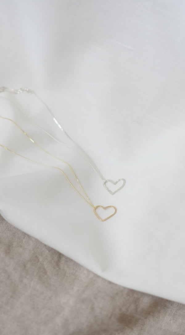 Delicate Heart Pendant available in recycled gold or silver - part of Studio Adorn x Little Lifts Charity Collection.