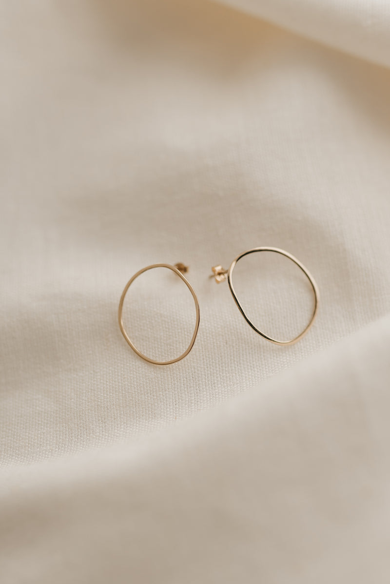 Studio Adorn 9ct gold free-formed organic oval earrings