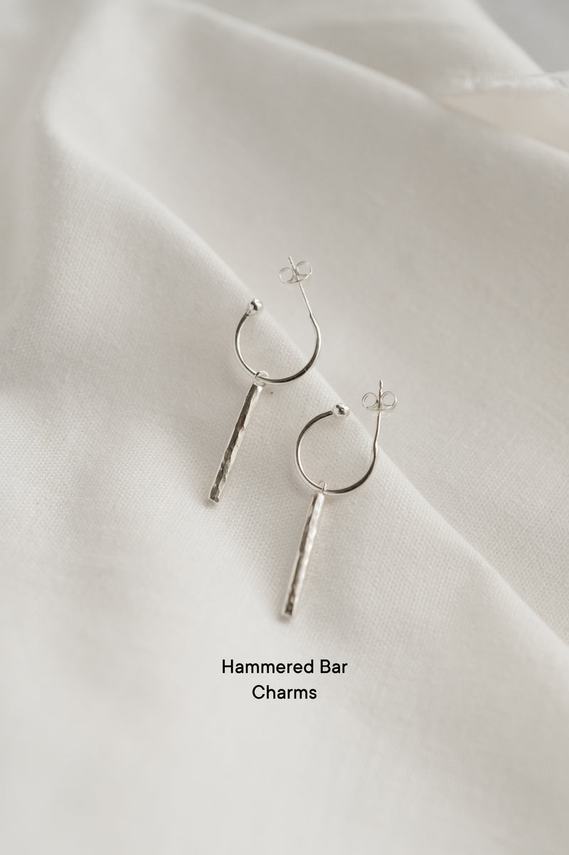 Hammered Bar Charms For Hoop Earrings