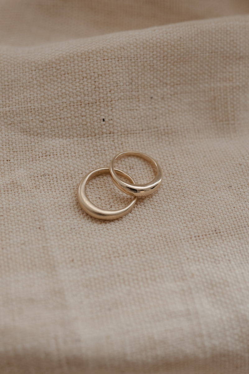 Studio Adorn matte and polished 9ct gold fluid rings 