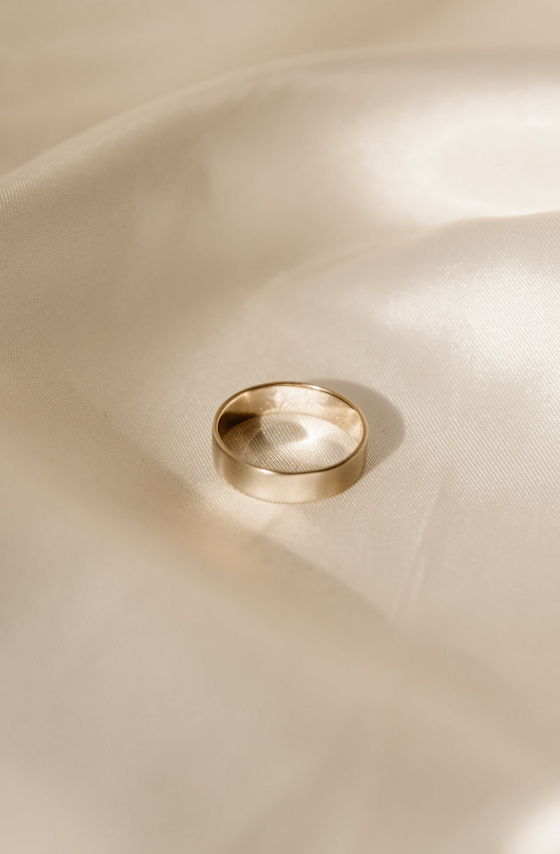 9ct Gold 5mm Flat Wedding Ring by Studio Adorn Jewellery