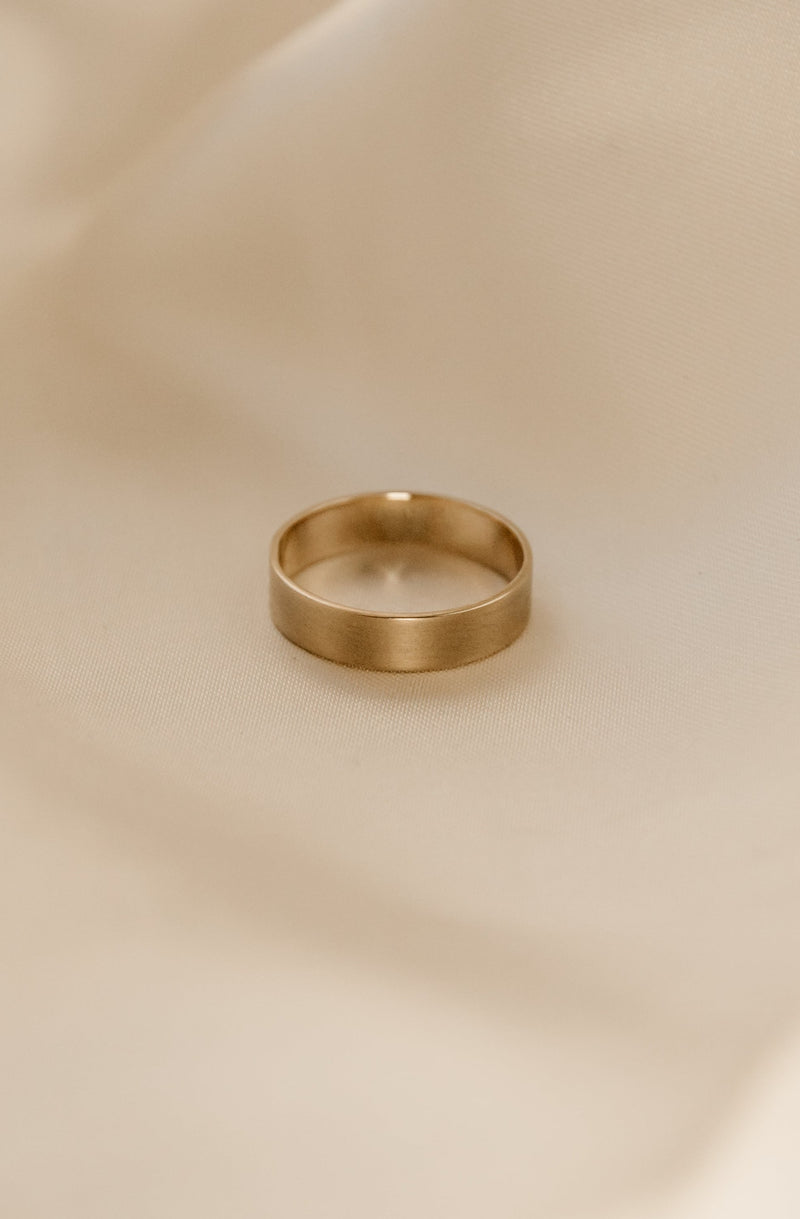 9ct Gold 5mm Flat Wedding Ring by Studio Adorn Jewellery