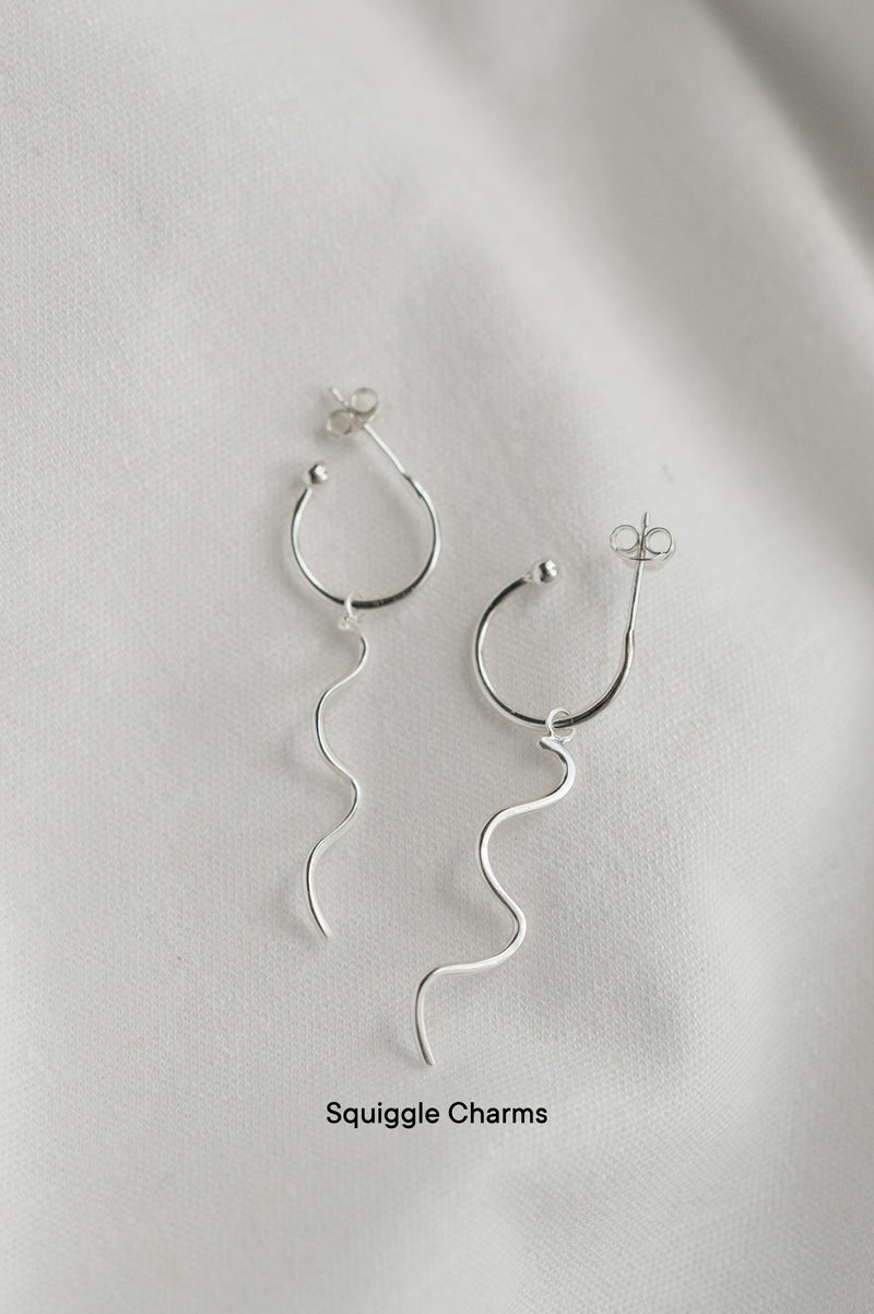 Squiggle Charms for hoop earrings
