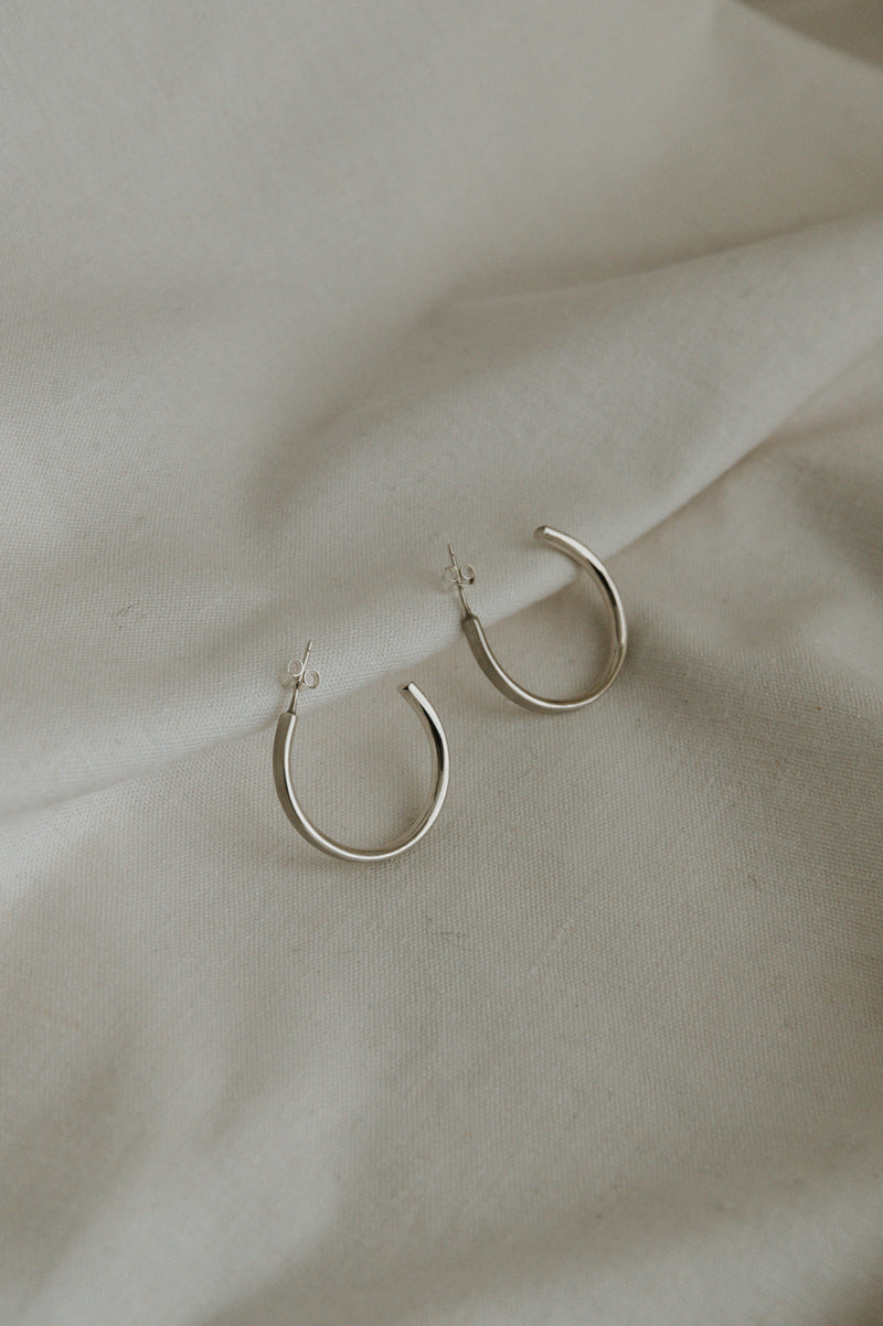 Studio Adorn - Hand Crafted Earrings - Contrast Large Silver Hoops