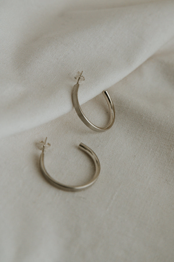 Studio Adorn - Contrast Large Silver Hoop Earrings