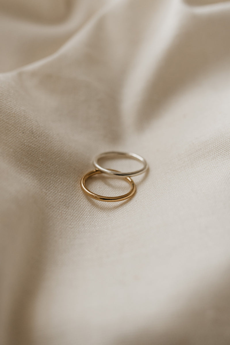Minimal stacking rings available in solid 9ct gold & silver handcrafted by Studio Adorn