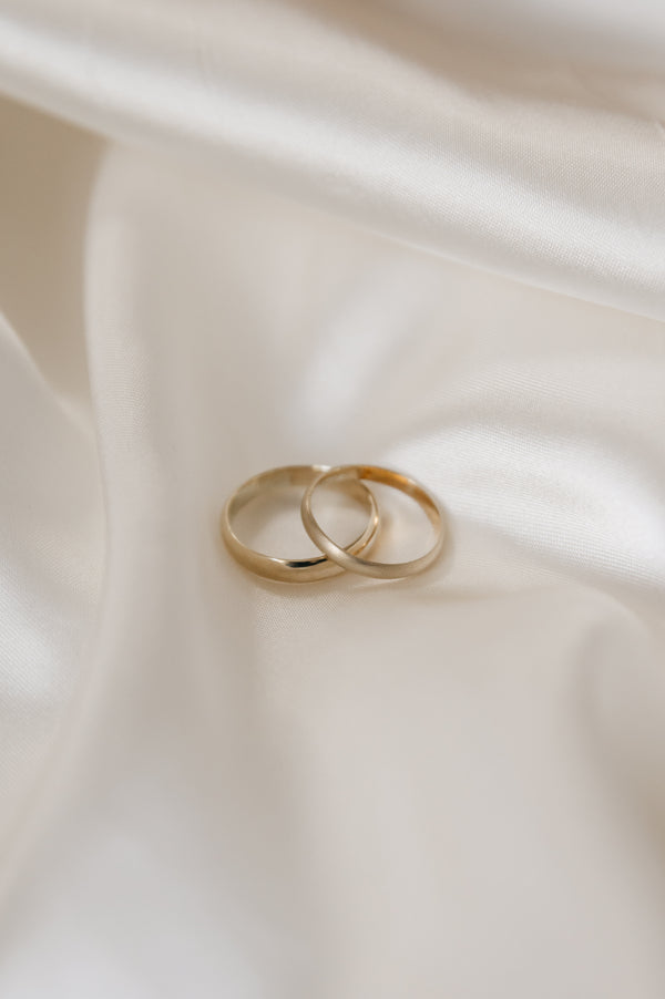 9ct Gold 4mm 'D Shaped' Wedding Ring on a white background by Studio Adorn Jewellery