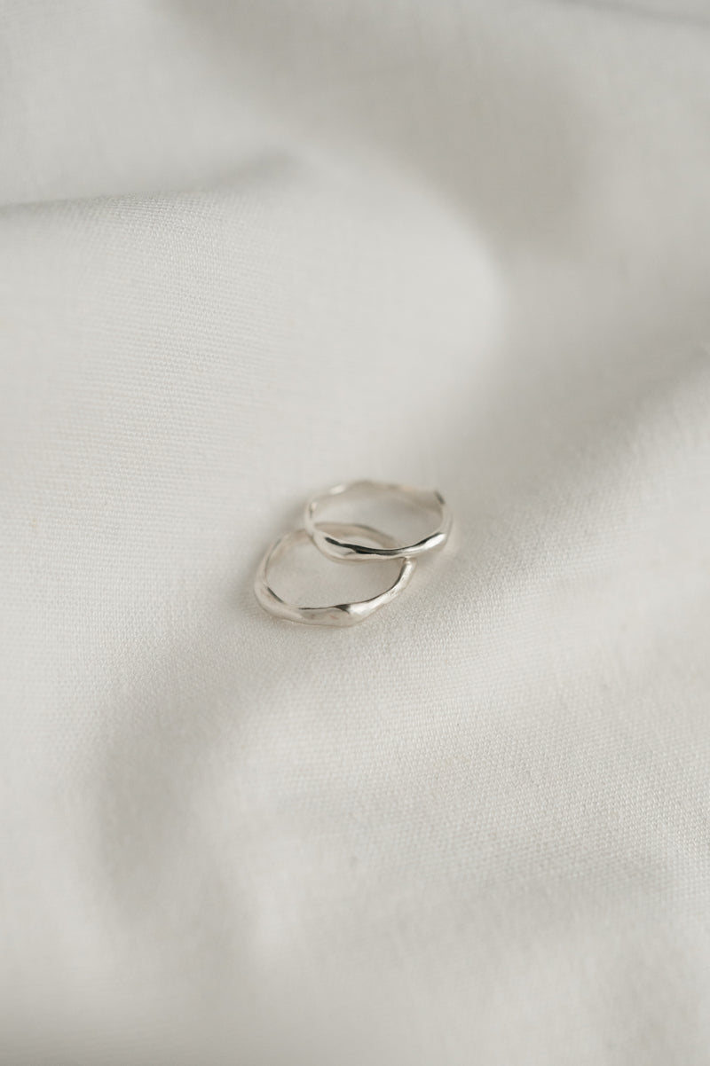 Skinny Melty Stacking Rings made from recycled sterling silver by Studio Adorn Jewellery