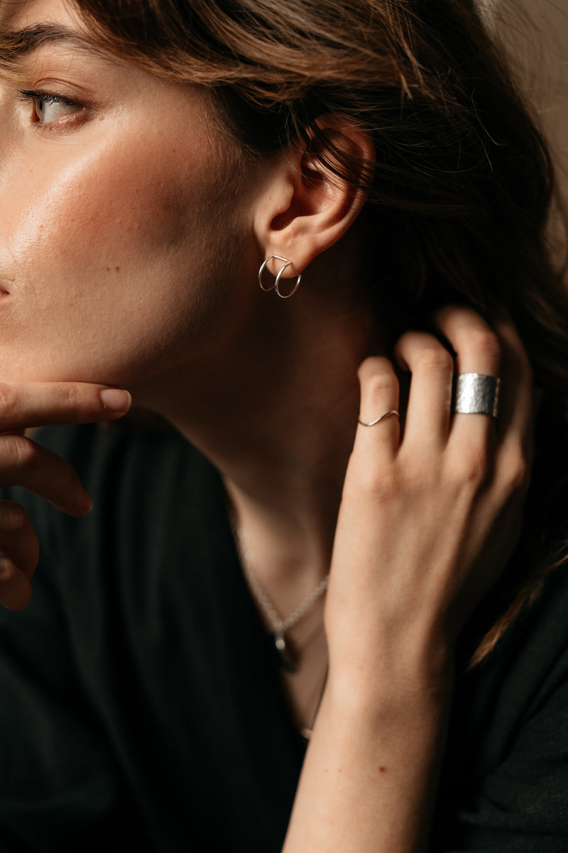 Studio Adorn - Silver Double Hoop Earrings
