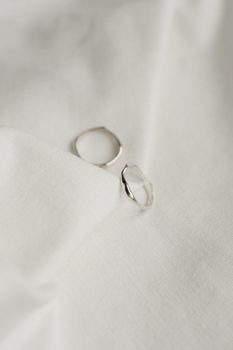 Skinny Melty Stacking Rings made from recycled sterling silver by Studio Adorn Jewellery