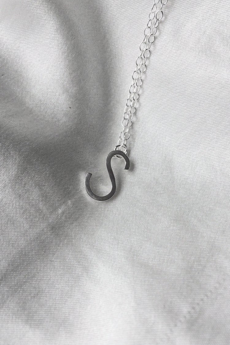 Personalised Initial pendant silver necklace handmade by Studio Adorn