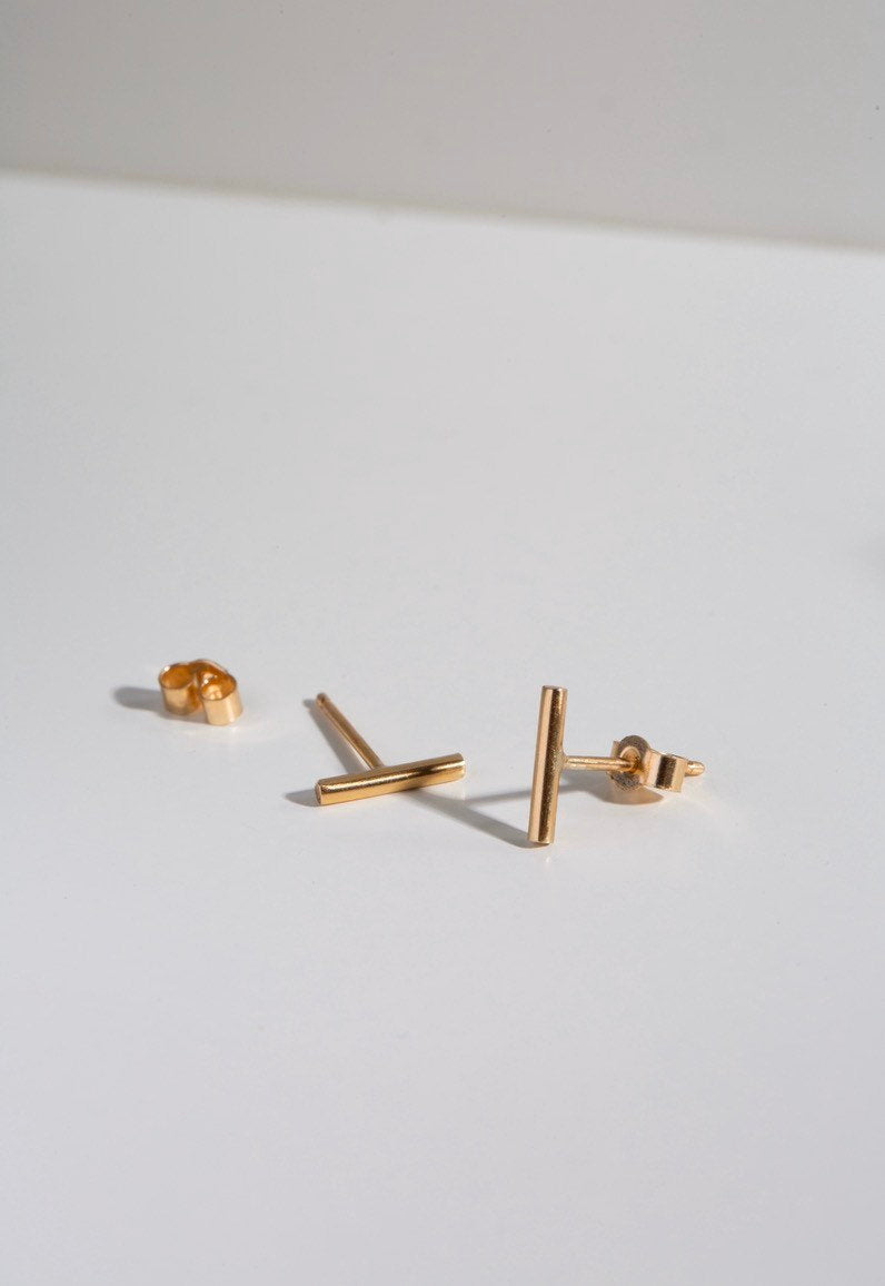 Studio Adorns small recycled gold bar studs earrings