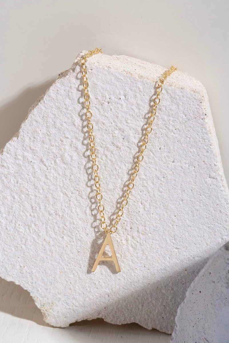 Studio Adorn 9ct recycled gold uppercase mini initial pendent necklace