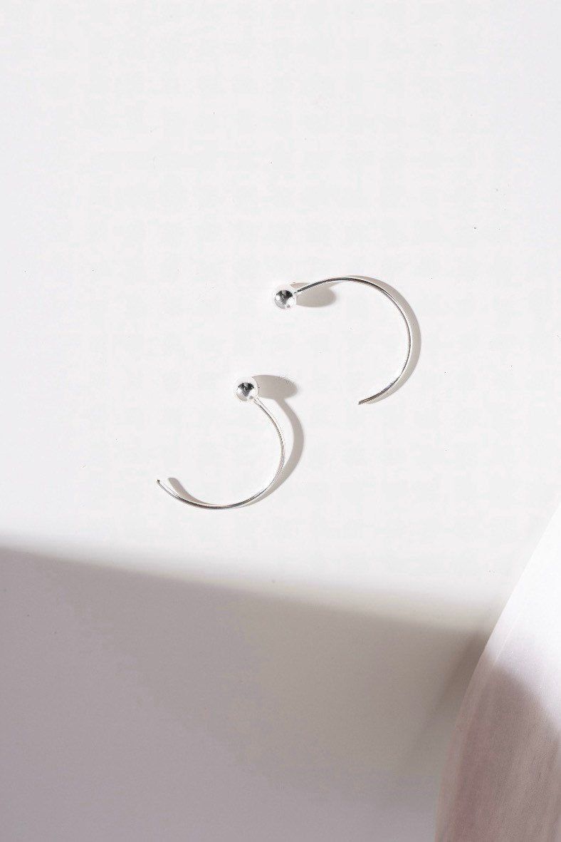 Silver bead ear pins handmade by Studio Adorn