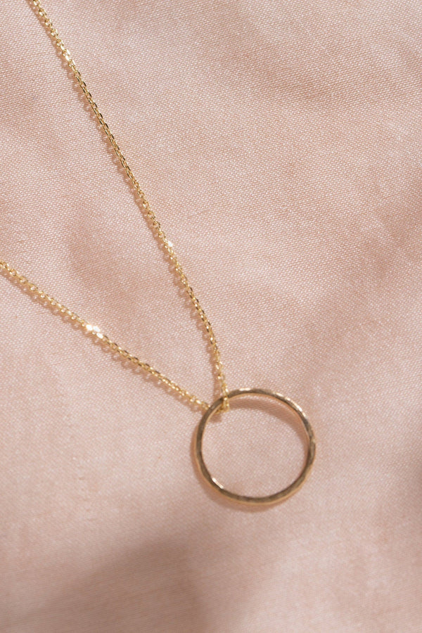 Studio Adorn handmade 9ct gold mini open circle necklace on delicate gold chain 