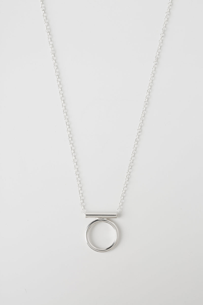 Silver open circle pendant necklace handmade by Studio Adorn